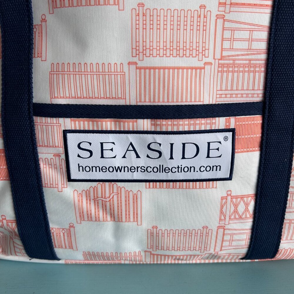 NWOT Seaside Official Large Insulated Tote Fence Pattern Beach Picnic Lake Tote - Picture 3 of 12